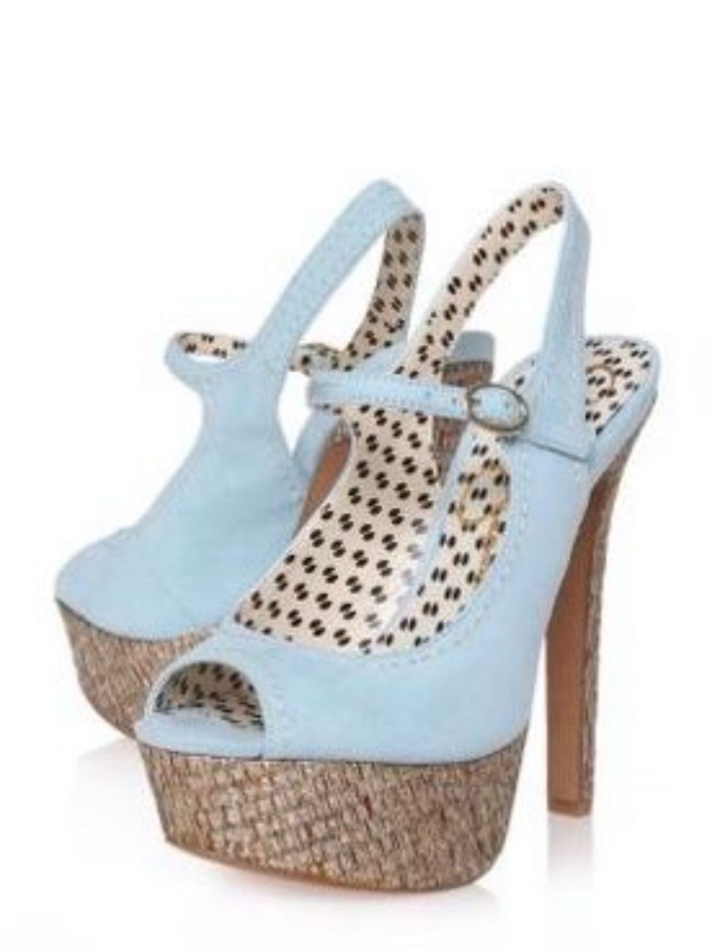 Jessica Simpson Light Blue Peep-Toe Platform Slingbacks